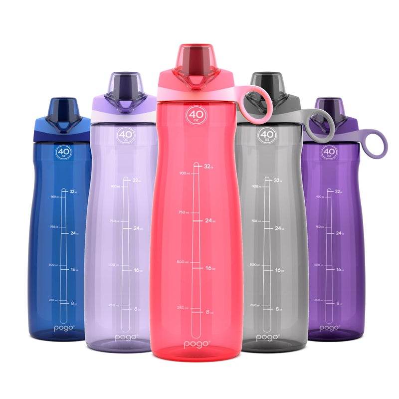 Pogo BPA-Free Plastic Water Bottle with Chug Lid, Pink, 40 oz. - Image 1